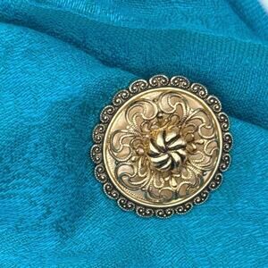 W. Germany Clip Vintage Gold Tone Scarf Clip Gold Tone Filigree 1.5 inch